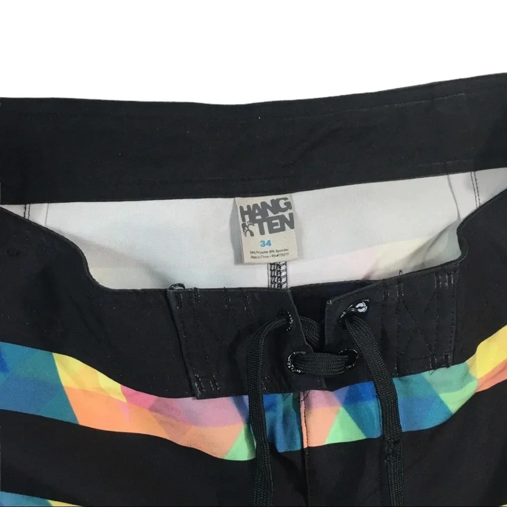 SH351 Mens Hang Ten Striped Surfer Board Shorts 34
